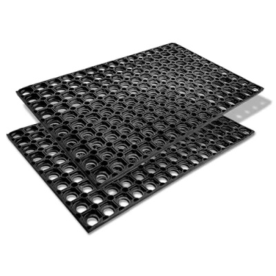 Abbildung von Carpido Fußmatte schwarz Gummimatte rutschfeste Türmatte 80x120 cm 2er Set strapazierfähiger Fußabstreifer Fußabtreter außen Gummi Schmutzfangmatte