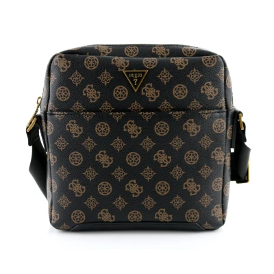 Abbildung von Guess Torino TOP ZIP Crossbody FLAT Umhängetasche, Herren, Größe: One Size, Dark brown/ochre