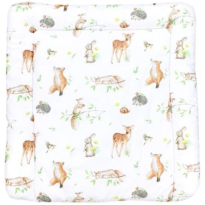 Abbildung von TupTam Baby Wickeltischauflage mit Baumwollbezug Gemustert, Farbe: Waldtiere/Igel/Reh/Fuchs/Kaninchen/Beige, Größe: 70 x cm