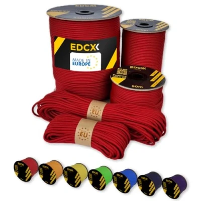 Abbildung von EdcX Paracord 4 mm, 35+ Volltonfarben (10 m, 15 30 50 100 300 m) Ideal zum Basteln, Camping, Outdoor 100% Nylonseil mm Taktische Schnur 550 Typ III (Red,