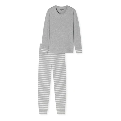Abbildung von Schiesser LANG Casual Essentials Nachtwäsche Set, Damen, Größe: 36, Silbergrau mel