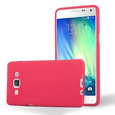Abbildung von Cadorabo Hülle kompatibel mit Samsung Galaxy A5 2015 Schutzhülle TPU Silikon Case Frost Design Slim Kratzfest Weiche Gummi Rundumschutz für in Rot