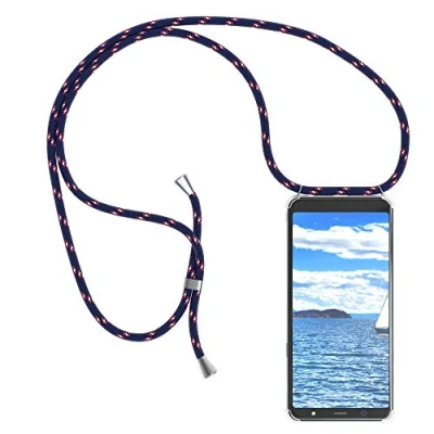 Abbildung von EAZY CASE Handykette kompatibel mit Samsung Galaxy A6 Plus Handyhülle Umhängeband, Handykordel Schutzhülle, Silikonhülle, Hülle Band, Stylische Kette für Smartphone, Navy Camouflage