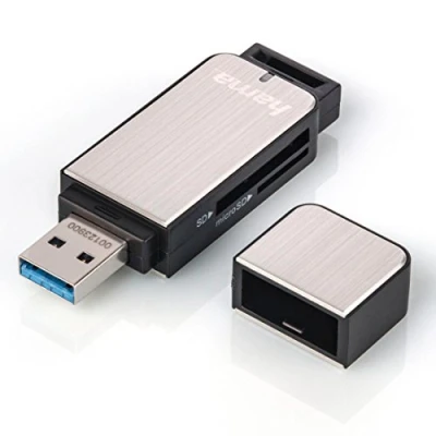 Abbildung von Hama USB 3.0 Kartenleser mit Aluminiumgehäuse (SD, SDHC, SDXC, microSD/microSDHC/microSDXC, Kartenlesegerät) silber
