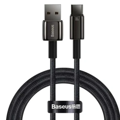 Abbildung von Baseus Tungsten Gold Schnelllade Datenkabel, USB auf Typ C, 100 W, 2 m, Schwarz
