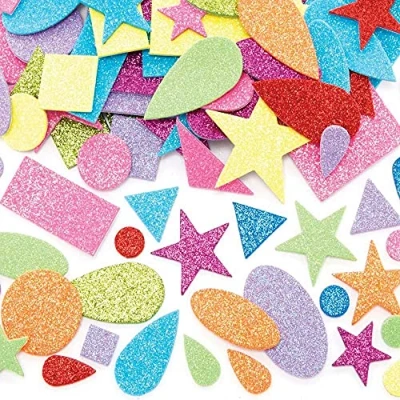 Abbildung von Baker Ross FE574 Selbstklebende Glitzerschaumformen, Bastelaufkleber Bastelbedarf für Kinder, Aufkleber, 180 Stück