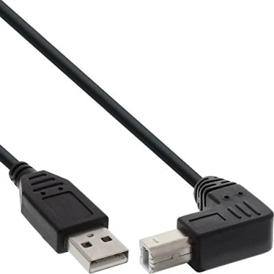 Abbildung von InLine 34503U USB 2.0 Kabel, A an B, unten abgewinkelt, schwarz, 0,3m