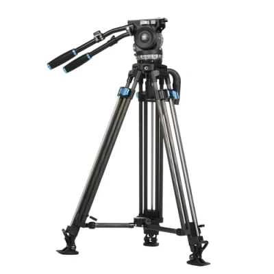 Abbildung von SIRUI Rapid System SQ100+VHS18 Profi Video Stativ Kit mit EIN Schritt Höhenverstellung, Karbonfaser, 25kg Traglast, 195cm max. Höhe, 100mm Halbkugel, 10 stufigem Counterbalance für schwere Kameras