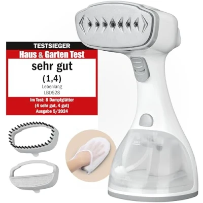 Abbildung von Lebenlang Dampfbügeleisen Steamer Dampfglätter für Kleidung Hand Dampfbürste, 1500,00 W, Inkl. Bügelhandschuh,