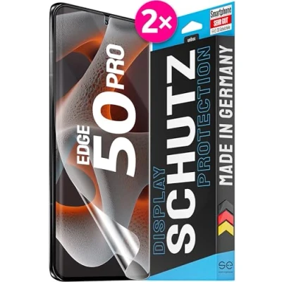 Abbildung von se® für Motorola Edge 50 Pro Schutzfolie 2x Folien im SET aus Deutschland, kinderleichte Installationshilfe, staubfrei und blasenfrei, Folie TPU, Full Screen, 100% Passgenau HD Klar