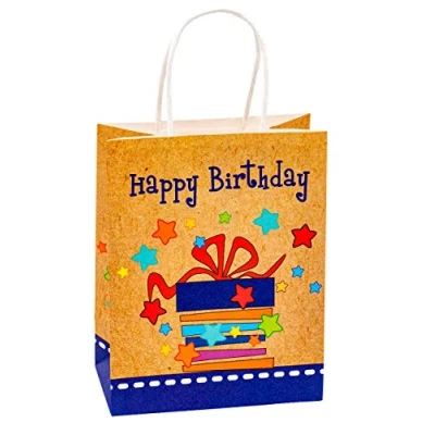 Abbildung von TSI Geschenktüten aus Kraftpapier Happy Birthday, 6er Packung, Größe: Mittel (HxBxT 23 x 18 10 cm), Art. Nr. 88015