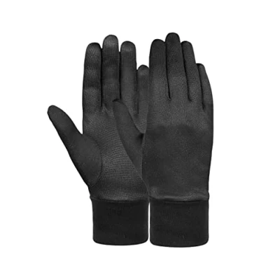 Abbildung von Reusch Dryzone 2.0 atmungsaktive Sporthandschuhe für Laufen Radfahren Wandern Unterziehhandschuh Alltagshandschuhe Touchscreen Winter Handschuhe, schwarz, 8