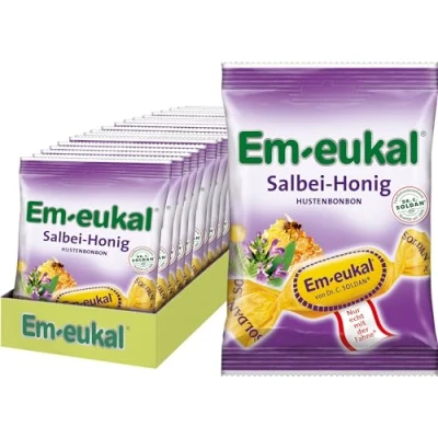 Abbildung von Em eukal Hustenbonbons Salbei Honig, mit Vitamin C, Zuckerhaltig &amp; Laktosefrei, (20 x 75 g)