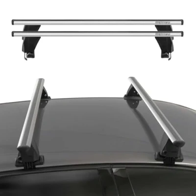 Abbildung von Menabo Dachträger Grundtäger kompatibel mit Audi A3 8V Sportback 2012 2020 TÜV Alu Silber