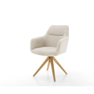 Abbildung von Drehstuhl Pejo Flex Cord Beige Holzgestell kantig 180 drehbar