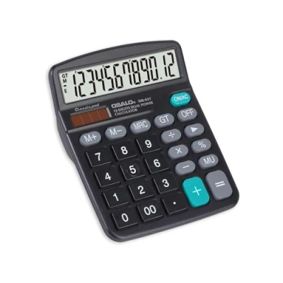 Abbildung von OSALO Tischrechner, 12 stelliger Tischrechner mit großem LCD Display und großen empfindlichen Tasten, Solarbatterie, Dual Power, Standardfunktion für Büro, Zuhause, Schule, OS 837