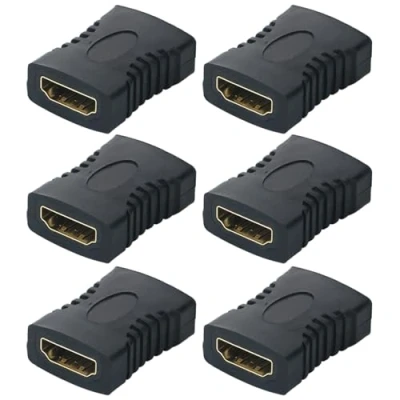 Abbildung von GTIWUNG 6 Stück HDTV Koppler, Buchse zu Kupplung Verbinder, Adapter Verlängerung Doppelkupplung Koppler Vergoldete Kontakte, Schwarz