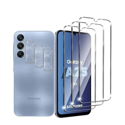 Abbildung von Zicurz 3+3 Stück Schutzglas für Samsung Galaxy A25 5G, Panzer Schutz Glas, 3 Schutzfolie und Kamera Schutzglas, HD Displayschutz, Blasenfrei, 5G