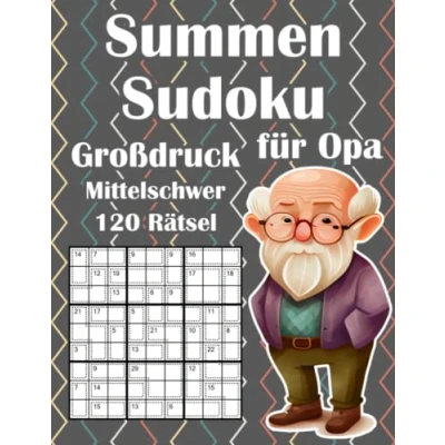 Abbildung von Killer Sudoku Rätsel für Opa in Großer Schrift: Mittelschwere Summen Rentner