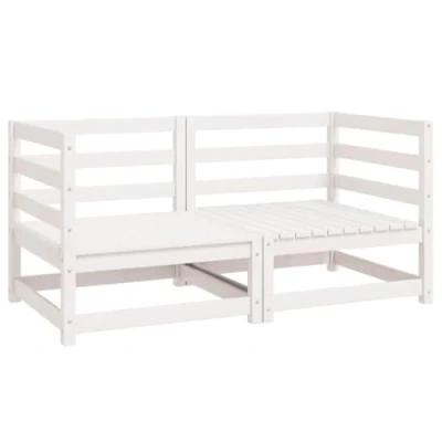 Abbildung von vidaXL Garten Ecksofas 2 STK., Modular Gartenmöbel, Sofa Lounge Sessel für Terrasse Balkon, Gartensofa Gartensessel, Weiß Kiefer Massivholz