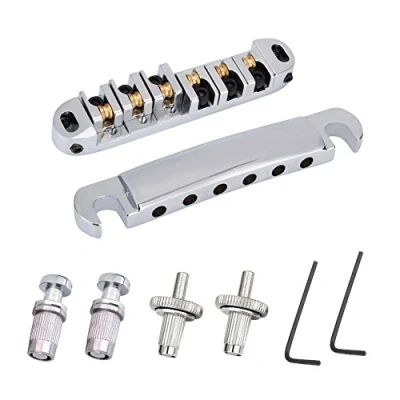 Abbildung von Roller Saddle Bridge &amp; Saitenhalter Set, Ersatzteil für LP Style 6 Saiter E Gitarre