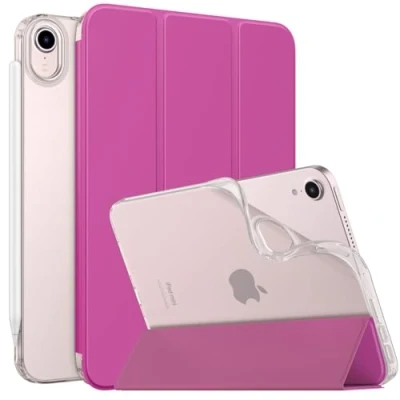 Abbildung von MoKo Hülle Kompatibel mit Neues iPad Mini (A17 Pro) 2024, 6.Generation Tasche 2021 (8,3 Zoll), Weiches TPU Transluzent Rückendeckel Schlankes Etui für 7/6 Gen, Himbeere