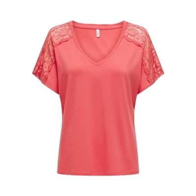 Abbildung von ONLY Damen T Shirt Onlmoster S/S V Neck Lace Top JRS, Rose of Sharon, S