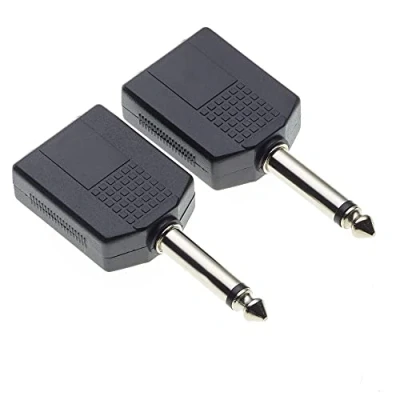 Abbildung von 6,35 mm Mono Klinkenstecker auf 2 x Twin Klinkenbuchse Splitter Adapter Dual 1/4 Y Adapter, Stück