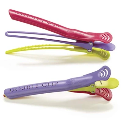 Abbildung von Olivia Garden Haarclips Double Clips (Abteilklammern), Doppel Haarklammern mit 2 Öffnungen zum Festklemmen und Abteilen mehrerer Haarpartien, Stück à 14 cm