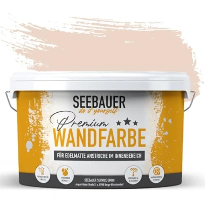 Abbildung von SEEBAUER diy Wandfarbe Rot 5L für Innen (No. 310 Canadian Forest) Edelmatte hellrote Innenfarbe Rottöne sehr hohe Deckkraft Matt, Abwaschbar und Tropffrei