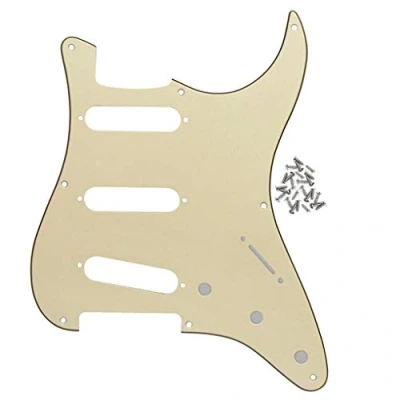 Abbildung von FLEOR 8 Loch SSS ST Pickguard E Gitarre Scratchplate mit Schraube für Vintage Style Gitarrenteile, 3 lagige Creme
