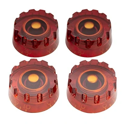 Abbildung von Musiclily Pro Zoll Gitarre Knöpfe Potiknöpfe Knurled Speed Knobs für USA Les Paul Style E Gitarre, Amber (4er Set)