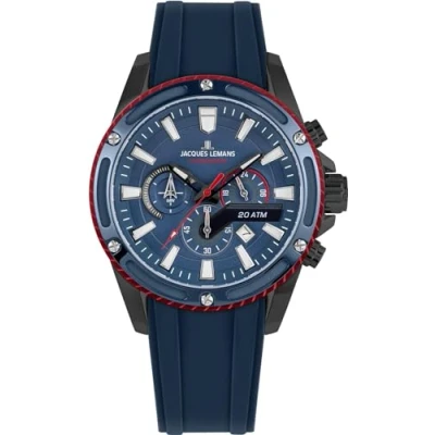 Abbildung von Jacques Lemans Liverpool Chronograph, Herren, Größe: One Size, Rubber blue red