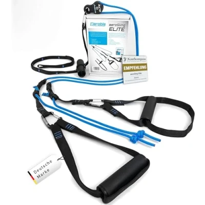 Abbildung von aerobis® aeroSling® Elite (alte Version) Sling Trainer mit Umlenkrolle, Türanker Videoanleitung + Trainingsplan