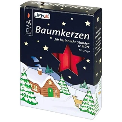 Abbildung von Jeka 60 Baumkerzen 15 x 125mm rot 12 Stück/Pckg.