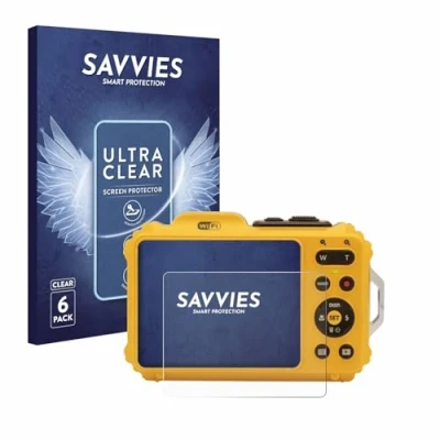 Abbildung von Savvies 6 Stück Schutzfolie für Kodak Pixpro WPZ2 Displayschutz Folie Ultra Transparent
