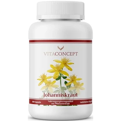 Abbildung von Johanniskraut Extrakt I 5000 mg pro Kapsel inkl. natürlichem Hypericin und Hyperforin zertifiziert laborgeprüft 180 Kapseln vegan Vitaconcept