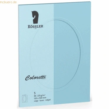 Abbildung von 10 x Rössler Passepartoutkarte Coloretti B6 oval VE=5 Stück himmelblau