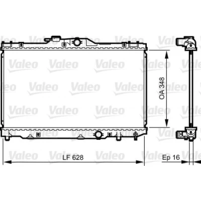 Abbildung von VALEO 735415 Kühler, Motorkühlung Aluminium 349 628 16 ohne Kühlmittelregler Kühlrippen gelötet TOYOTA: Yaris II Schrägheck, Corolla VIII Liftback