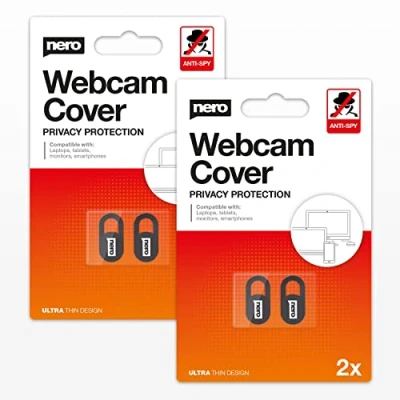 Abbildung von NERO Webcam Cover [Retail Pack], Schwarze Abdeckung super dünn, für Handy, Smartphone, Tablet, Notebook, Laptop, PC, Computer, MAC (4 Stück)