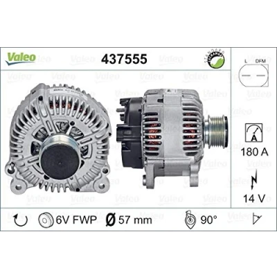 Abbildung von VALEO 437555 Lichtmaschine 14V 180A VOLKSWAGEN: Passat B6 Variant, Transporter 5 Bus, Limousine, SKODA: Yeti, Superb II Kombi