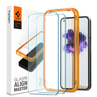 Abbildung von Spigen AlignMaster Schutzfolie kompatibel mit Nothing Phone (1), 2 Stück, Kratzfest, 9H Härte Folie