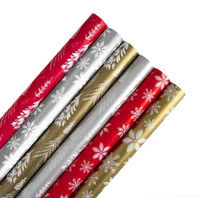 Abbildung von Hallmark Weihnachtliches Geschenkpapier Set, 18 m, 6 Rollen in Designs