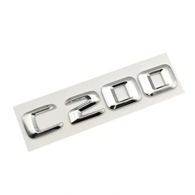 Abbildung von ABS Chrom Buchstaben Auto Hinten Stamm Emblem Abzeichen Aufkleber C200 C300 C400 4MATIC Logo Kompatibel Mit Mercedes C KLASSE W205 W204 Zubehör (Color : C200)