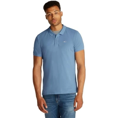 Abbildung von Tommy Jeans Placket Poloshirt, Herren, Größe: 46, Colorado blue