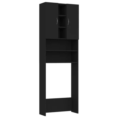 Abbildung von vidaXL Badregal Waschmaschinenschrank Schwarz 64x25,5x190 cm