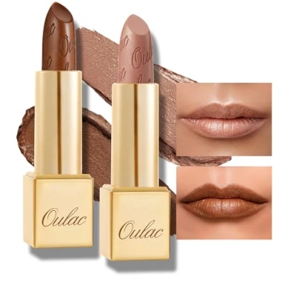 Abbildung von OULAC Lippenstift Metallic Glanz Finish, Glitzer Weiß mit Lang Anhaltendem 3D Glanz, Transparent, Cremige und Feuchthaltende Formel, Vegan
