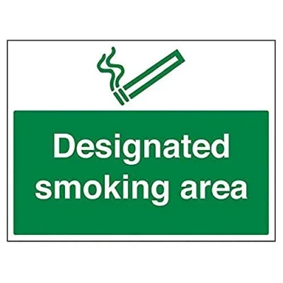 Abbildung von vsafety 57041bf s &quot;DESIGNATED SMOKING AREA&quot; Verbot Zeichen, selbstklebend, Landschaft, 400 mm x 300 mm, grün