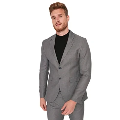 Abbildung von Trendyol Herren Regular Basic Textured Webstoff Jacke Coat, Grau, 50 EU