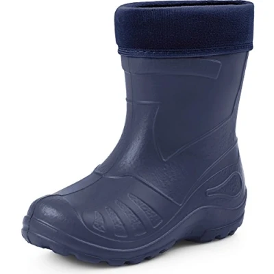 Abbildung von Ladeheid Kinder Gummistiefel mit Stulpe Regenstiefel für Jungen und Mädchen LA 972 (Dunkelblau/Rot, 22 EU)